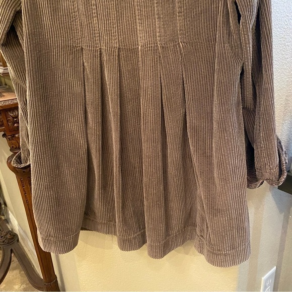 J. JILL Women Taupe Neutral Corduroy Velvet Cuffs Button Pleated Jacket- Medium - Picture 6 of 9